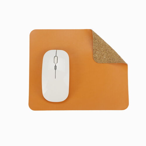 Orange Double-sided Cork & Leather Gaming Keyboard Mouse Pad