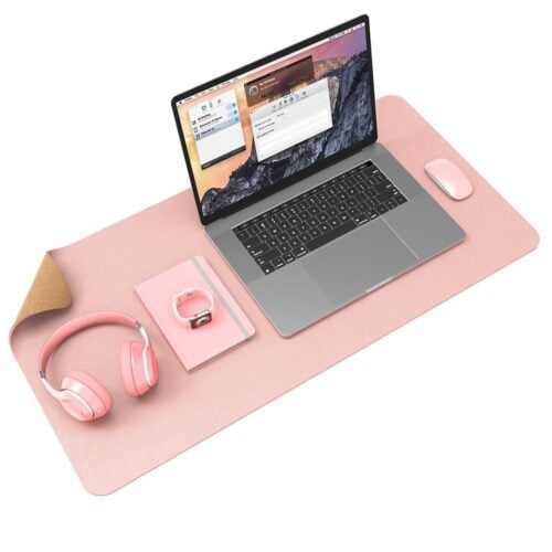 Pink Cork & Leather Desktop Keyboard Pad For Office