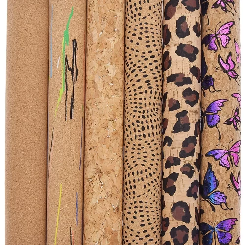 Natural Cork Fabric With Printed  Pattern